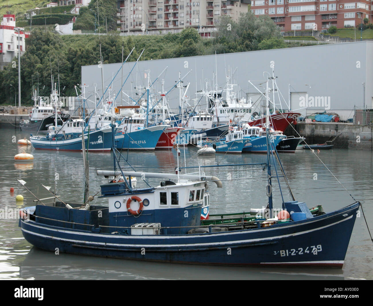 Spanish trawlers in Bermeo a fishing port in the Basque region of Spain ...