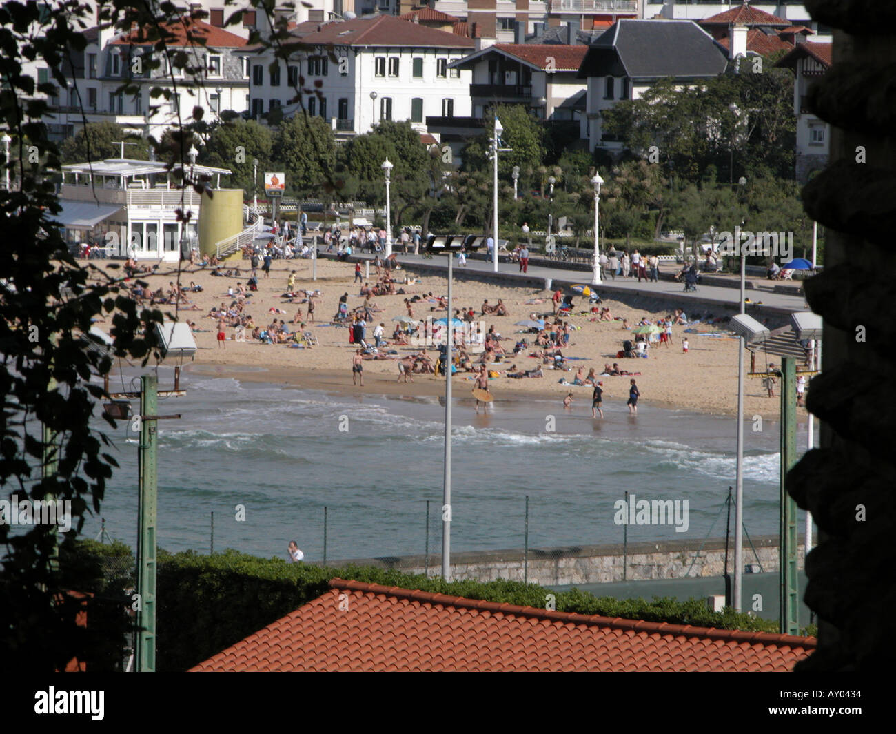The sands of Playa Ondarreta San Sebastian in the Basque country of Spain Stock Photo