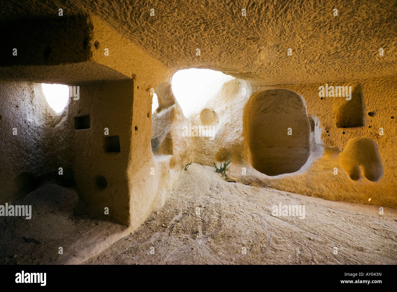 interior of house carved from rock cappadocia turkey stock photo alamy