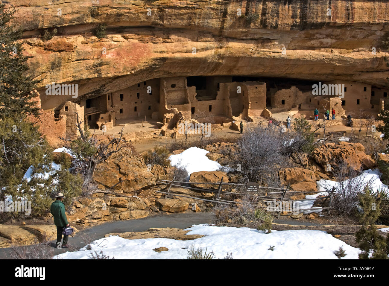 Ranger going to work Mesa Verde, Spruce Tree House Stock Photo