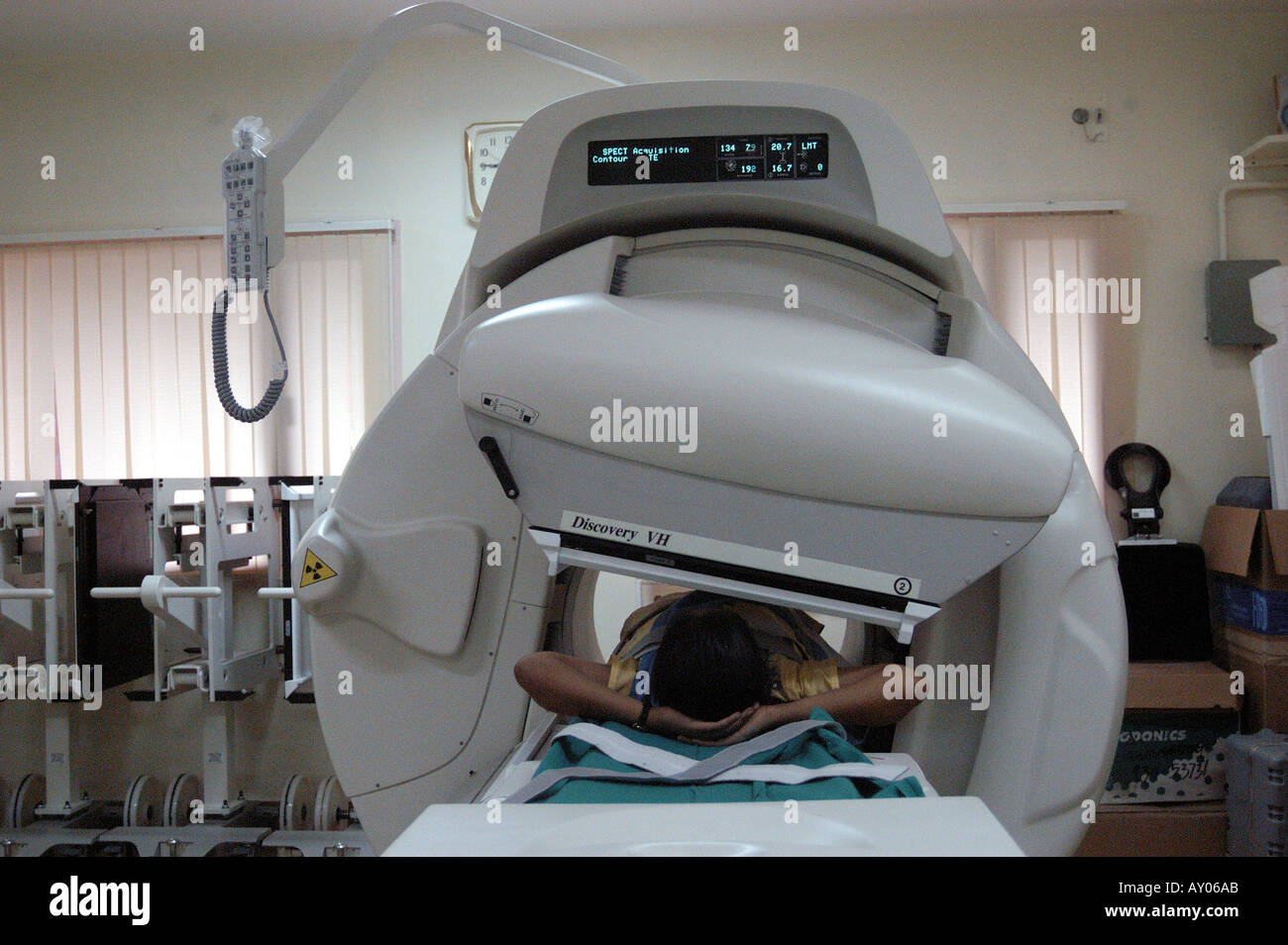 ASB051 CT Pet Scan testing Machine Position Emission Tomography at Hinduja Hospital in Bombay Mumbai India Stock Photo