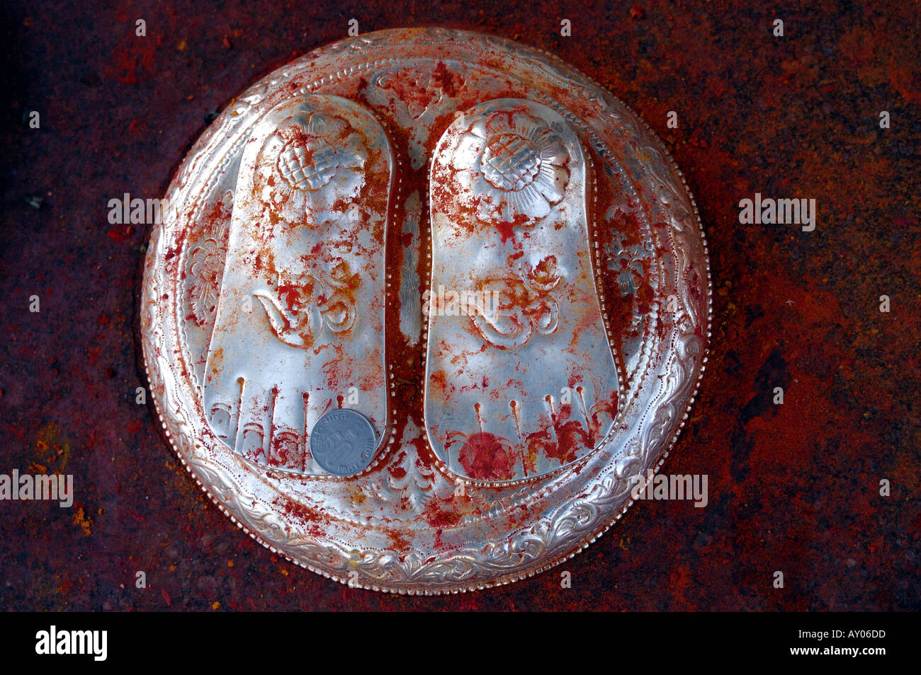 FOOTSTEPS OF GODDESS BHAGYALAXMI AT CHARMINAR HYDERABAD ANDHRA PRADESH INDIA Stock Photo