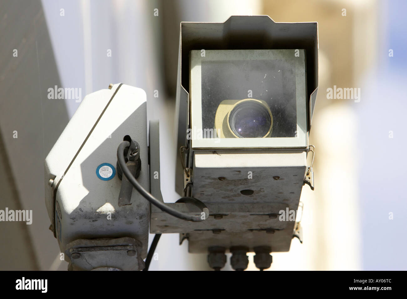 close up of mount and lens of security camera in Belfast City Centre
