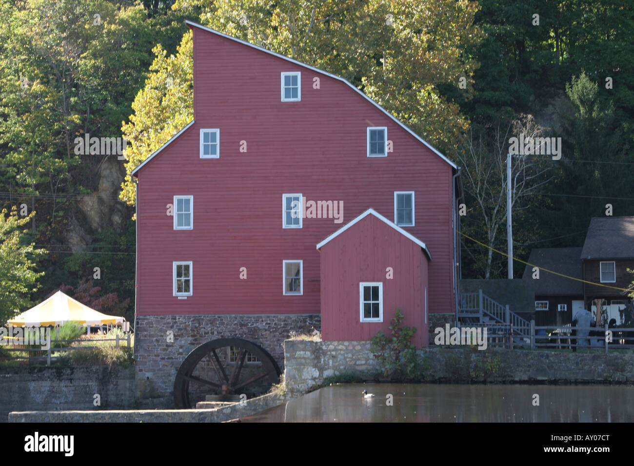 Mill on river Stock Photo