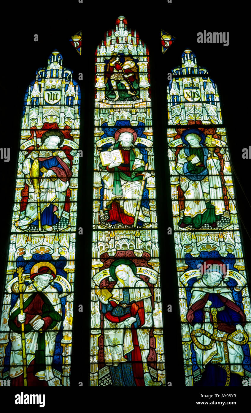 Stained glass window in St Marys Priory Church Abergavenny
