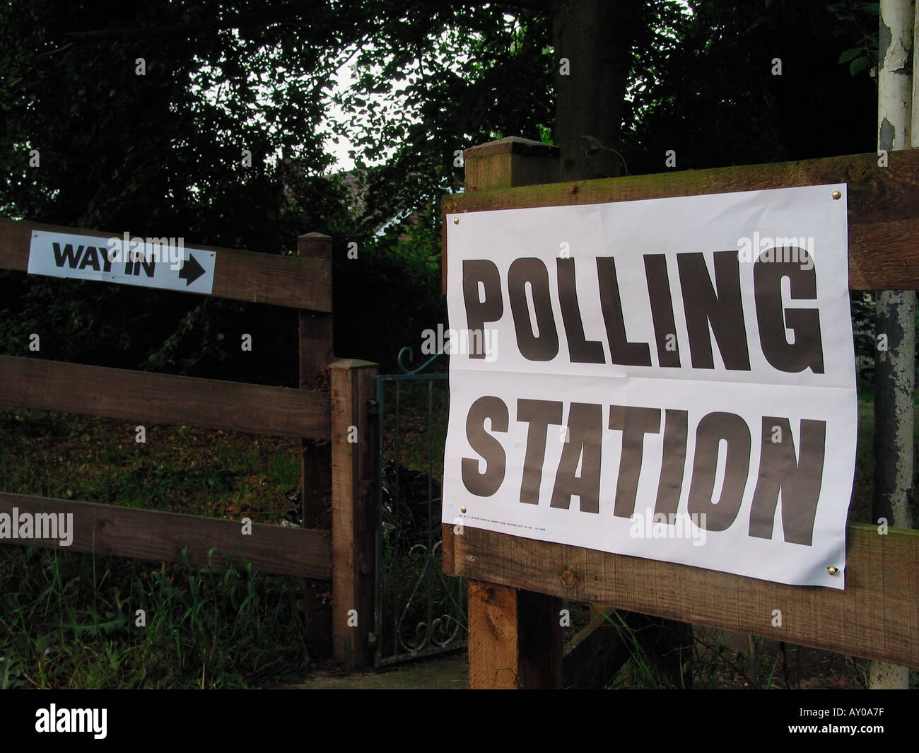 Polling Station Sign, Polling Place, England , United Kingdom Stock Photo