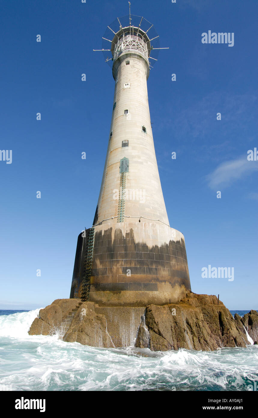 The Granite Tower Of The Bishop Rock Lighthouse Off The Western Rocks Stock Photo Alamy