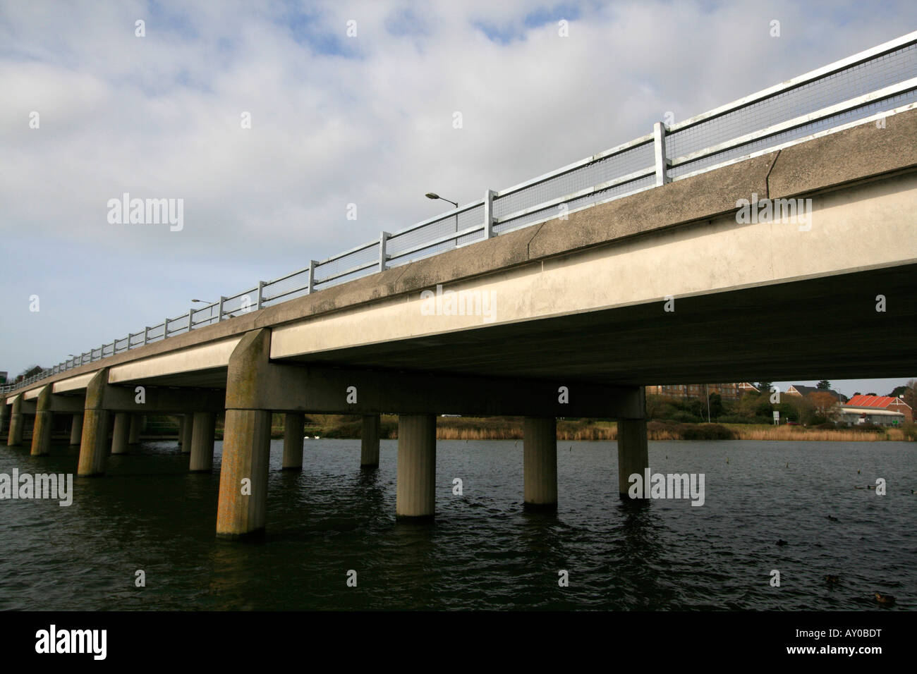 concrete prestressed road bridge over the river wey weymouth dorset england uk gb Stock Photo