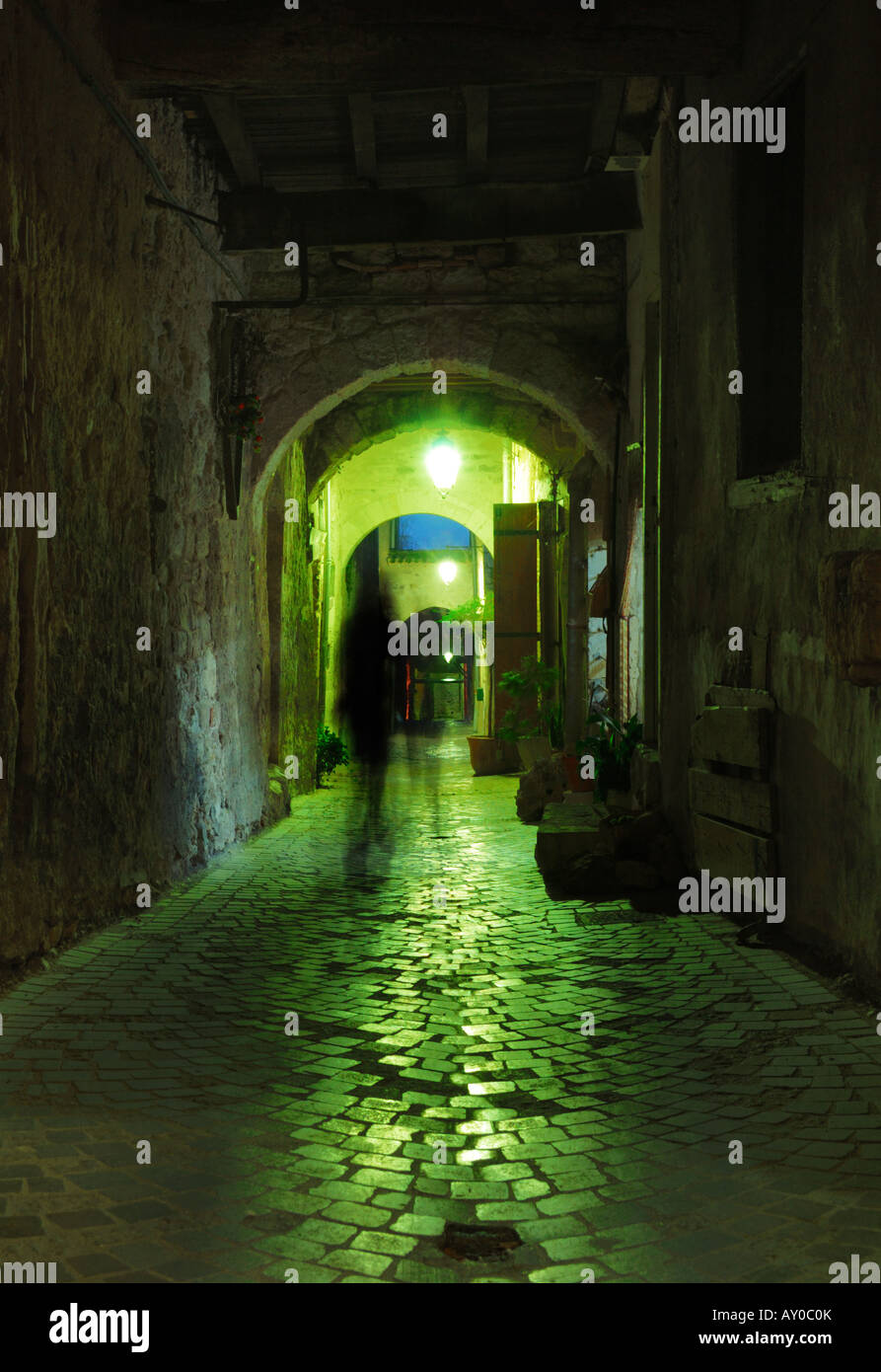 The Ghosts in the alley, Monflanquin, France Stock Photo