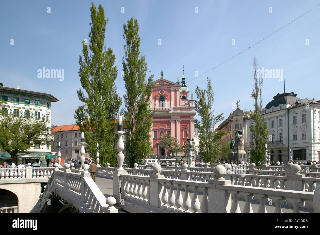 Preseren Square Slovenia Ljubljana triple bridge Preseren square Church of the ...
