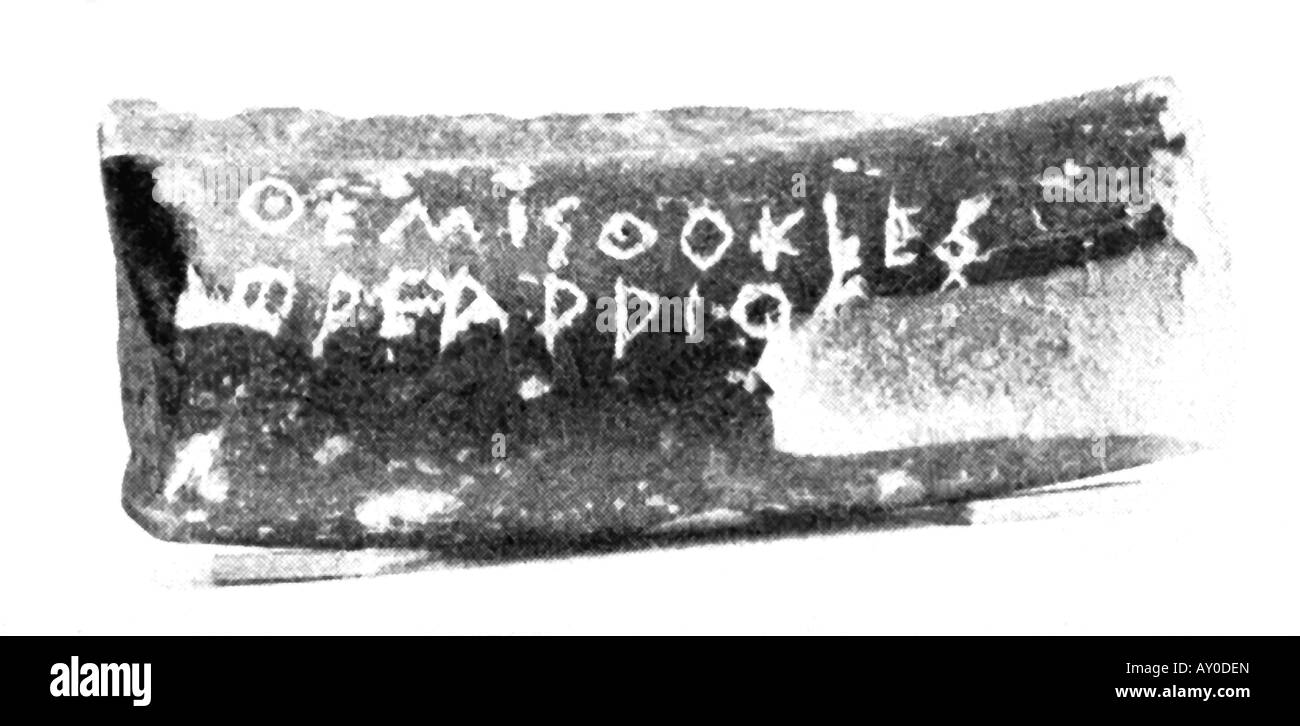 Ostracon with Themistocles' Name Stock Photo