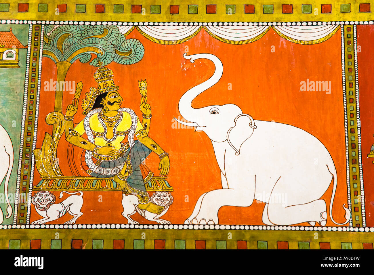 Colourful painting on a wall, Meenakshi Temple, Madurai, Tamil Nadu