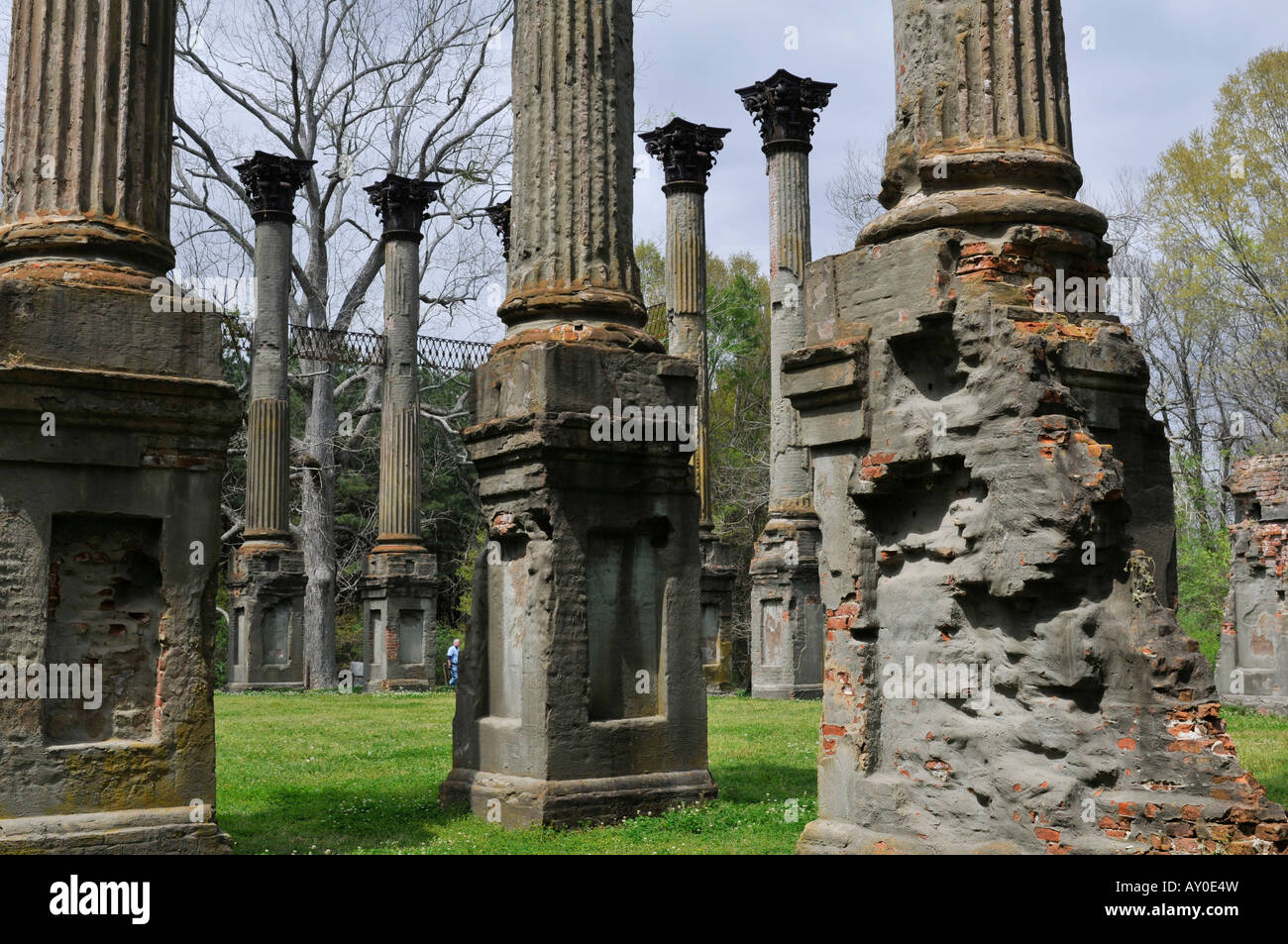 The ruins of the Windsor Mansion burned down in 1890 near Port Gibson Mississippi United States of America. Stock Photo