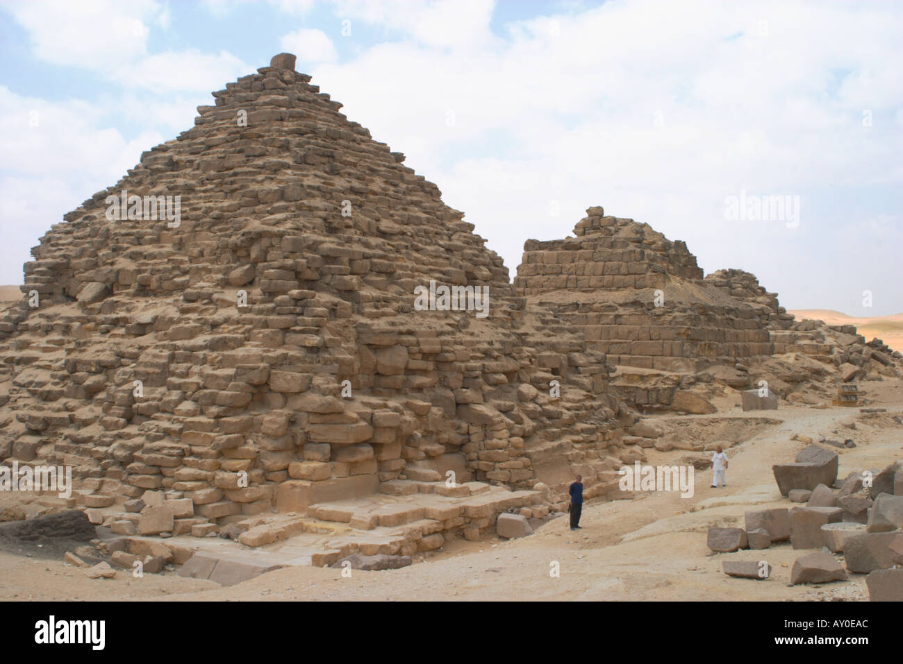 The Queens pyramids at the side of Menkaure Pyramid Giza Plateua Egypt Stock Photo