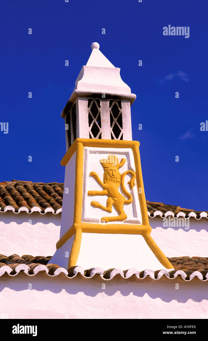 Historical chimney of restaurant O Leao de Porches Porches Algarve Portugal Stock Photo