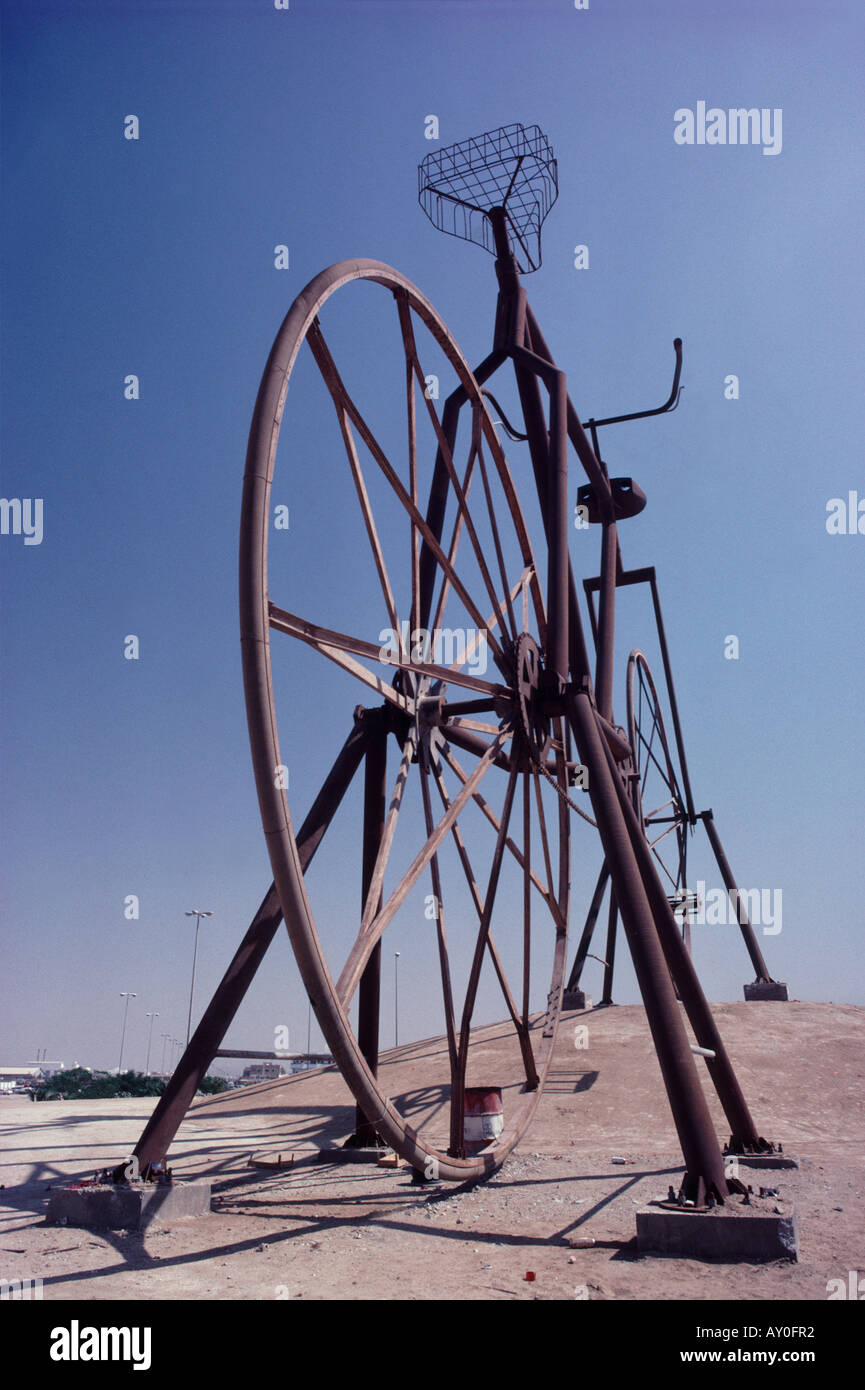 huge bicycle statue in the middle of a roundabout in jeddah saudi