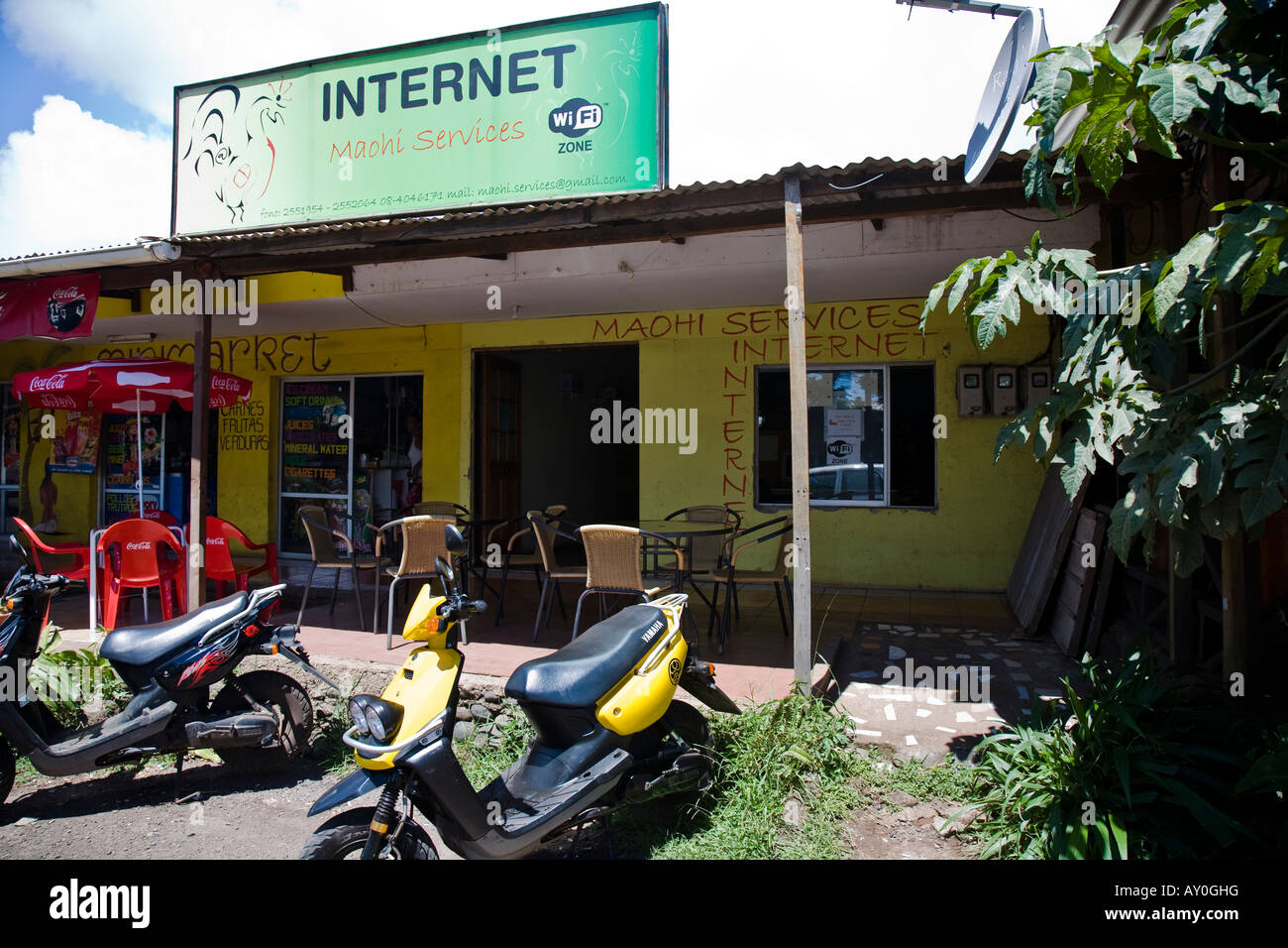 Internet Cafe in Hanga Roa on Easter Island Stock Photo