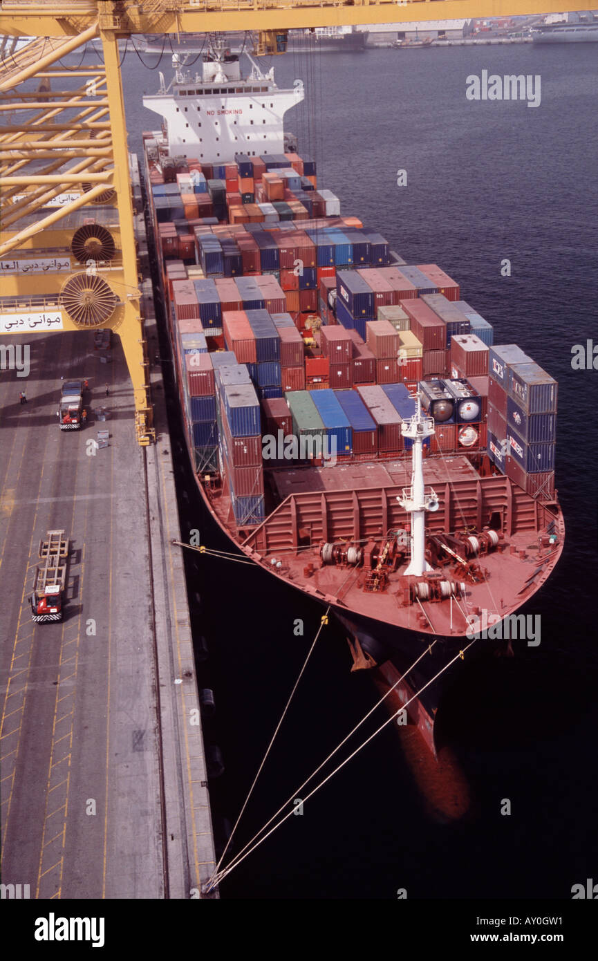 containership in dubai port world container port jebel ali united arab