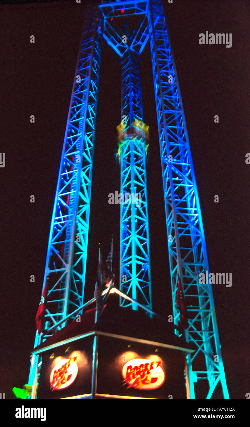 This towering monstrosity is The Rocket,  which allows you to either to be 'blasted' into space or 're-enter' the atmosphere. Stock Photo