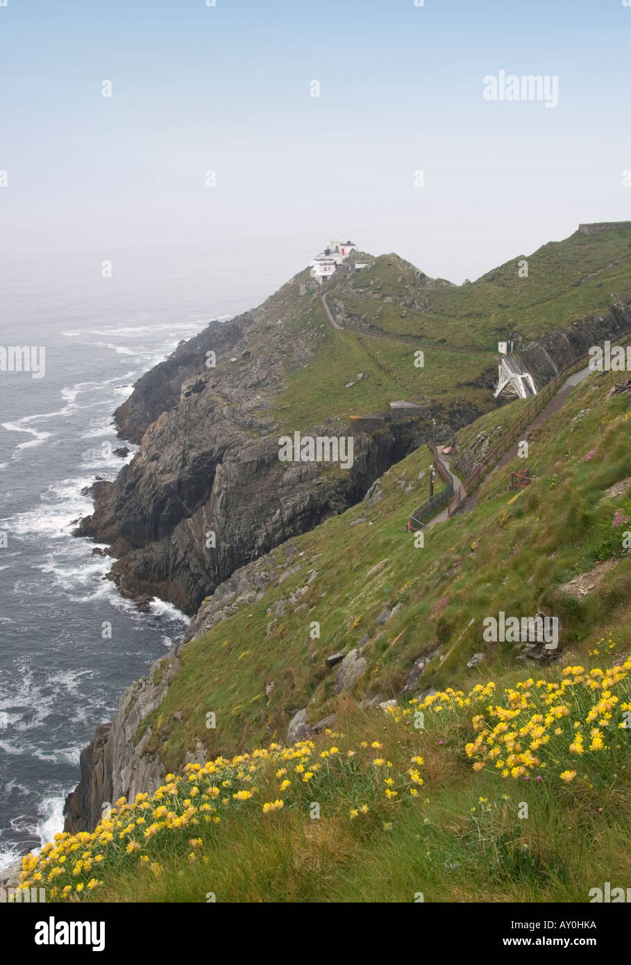 Ireland County Cork Mizen Head lighthouse and foot bridge Stock Photo