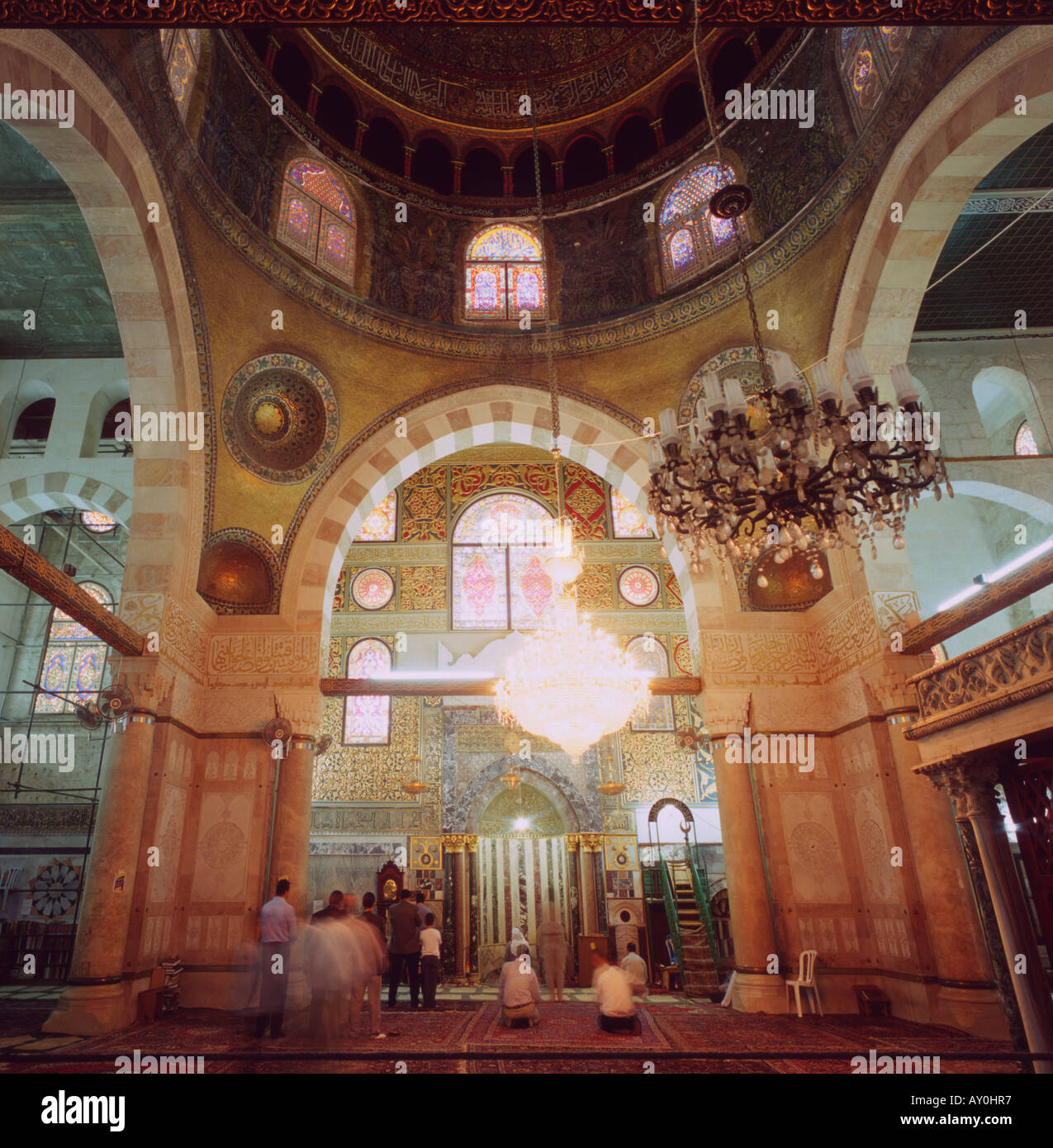 Al Aqsa Grand Mosque Interior Stock Photo