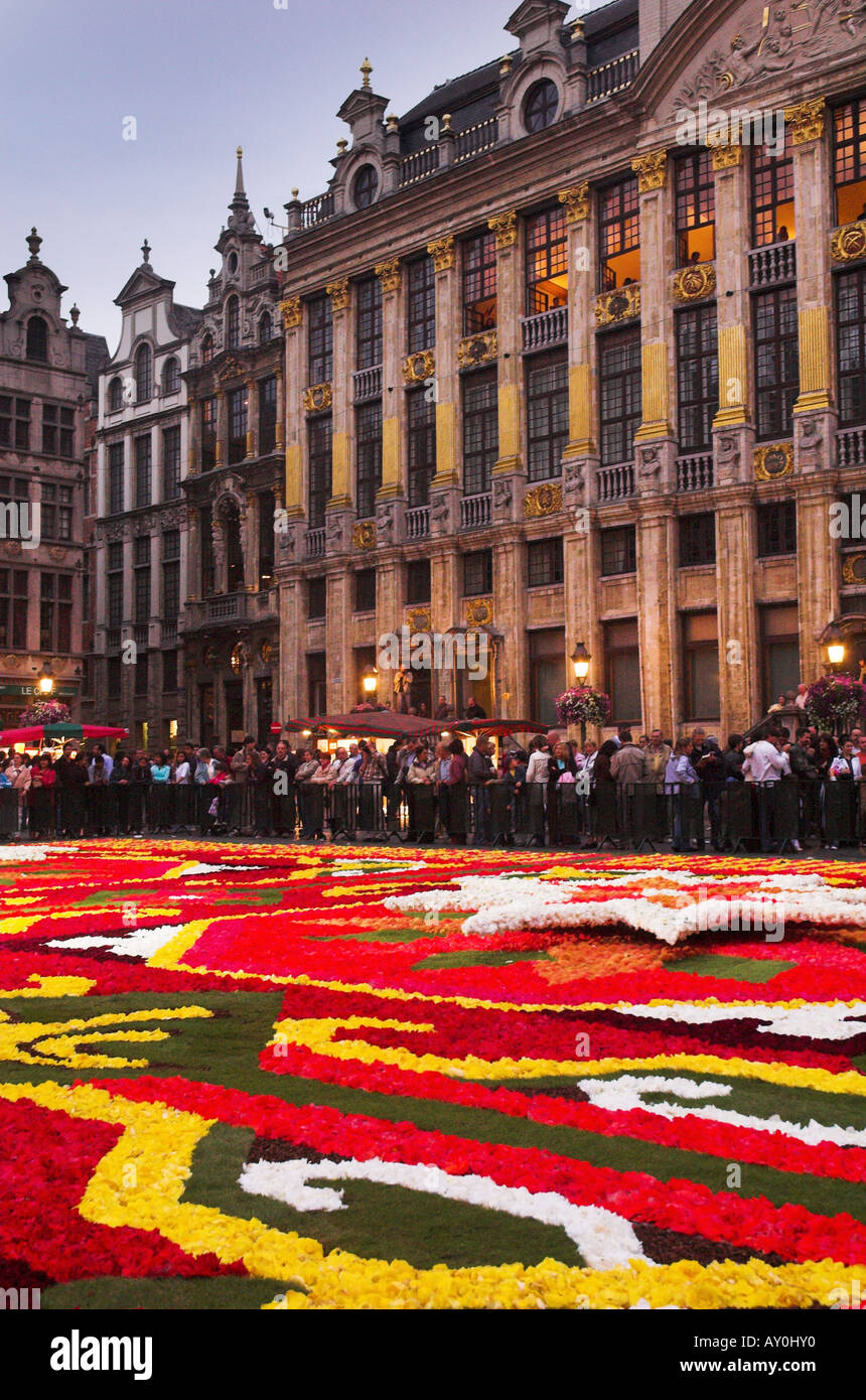 Flower carpet in the Grand Place (Grote Markt) Brussels Belgium Stock Photo