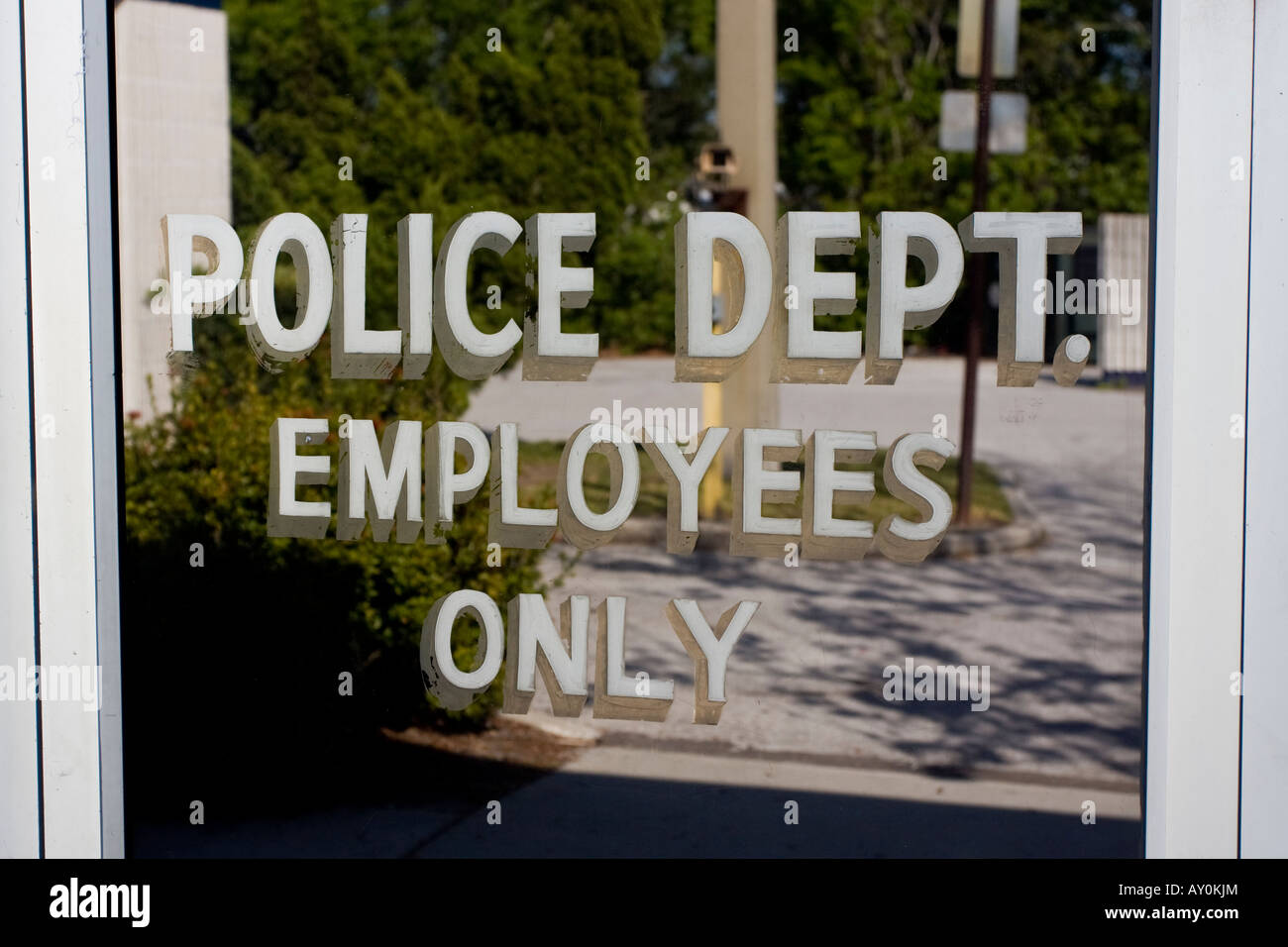 Police Department Employee Entrance Stock Photo