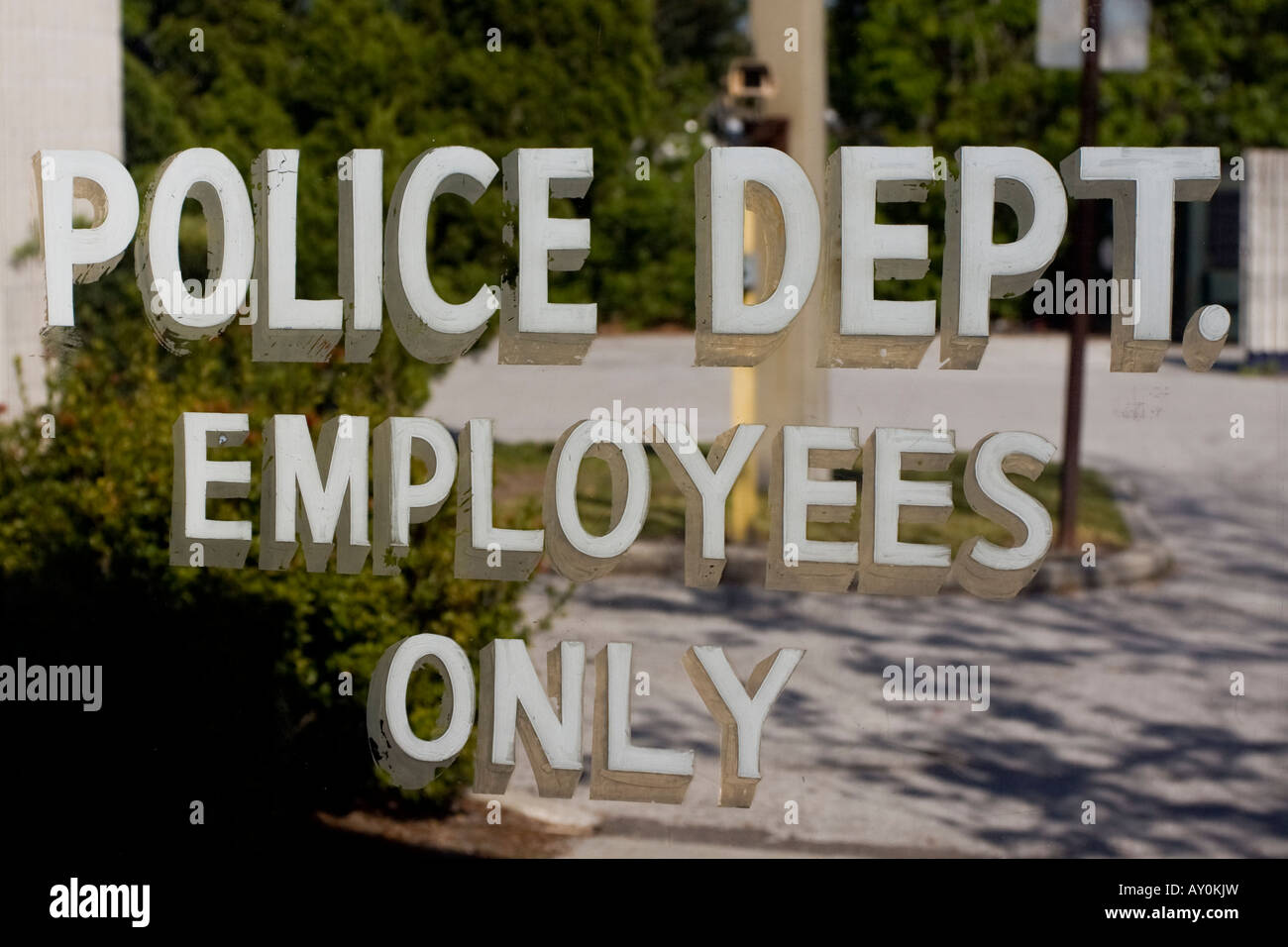 Police Department Employee Entrance Stock Photo