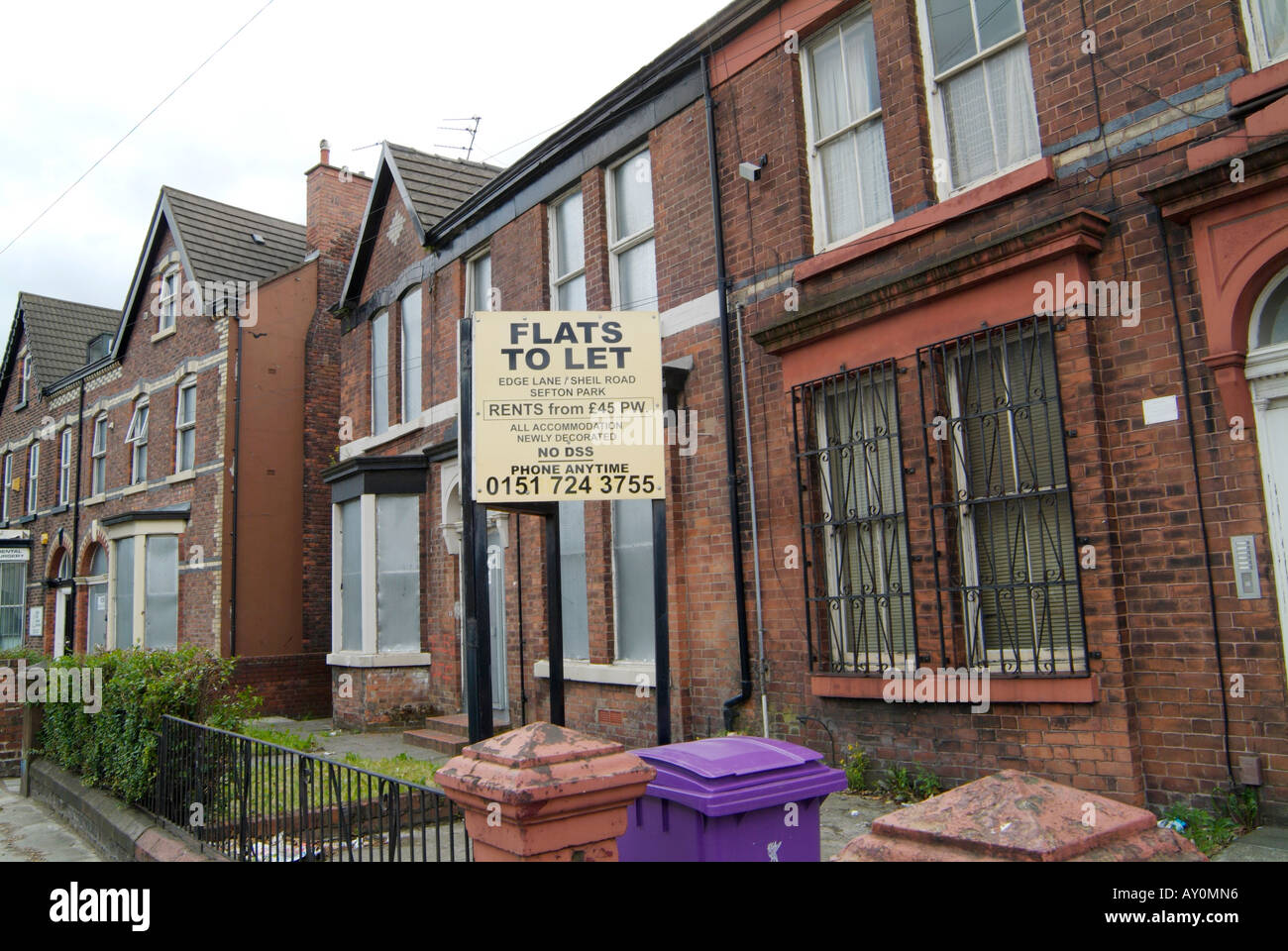 Housing on Edge Lane in the Edge Hill district of Liverpool boarded up