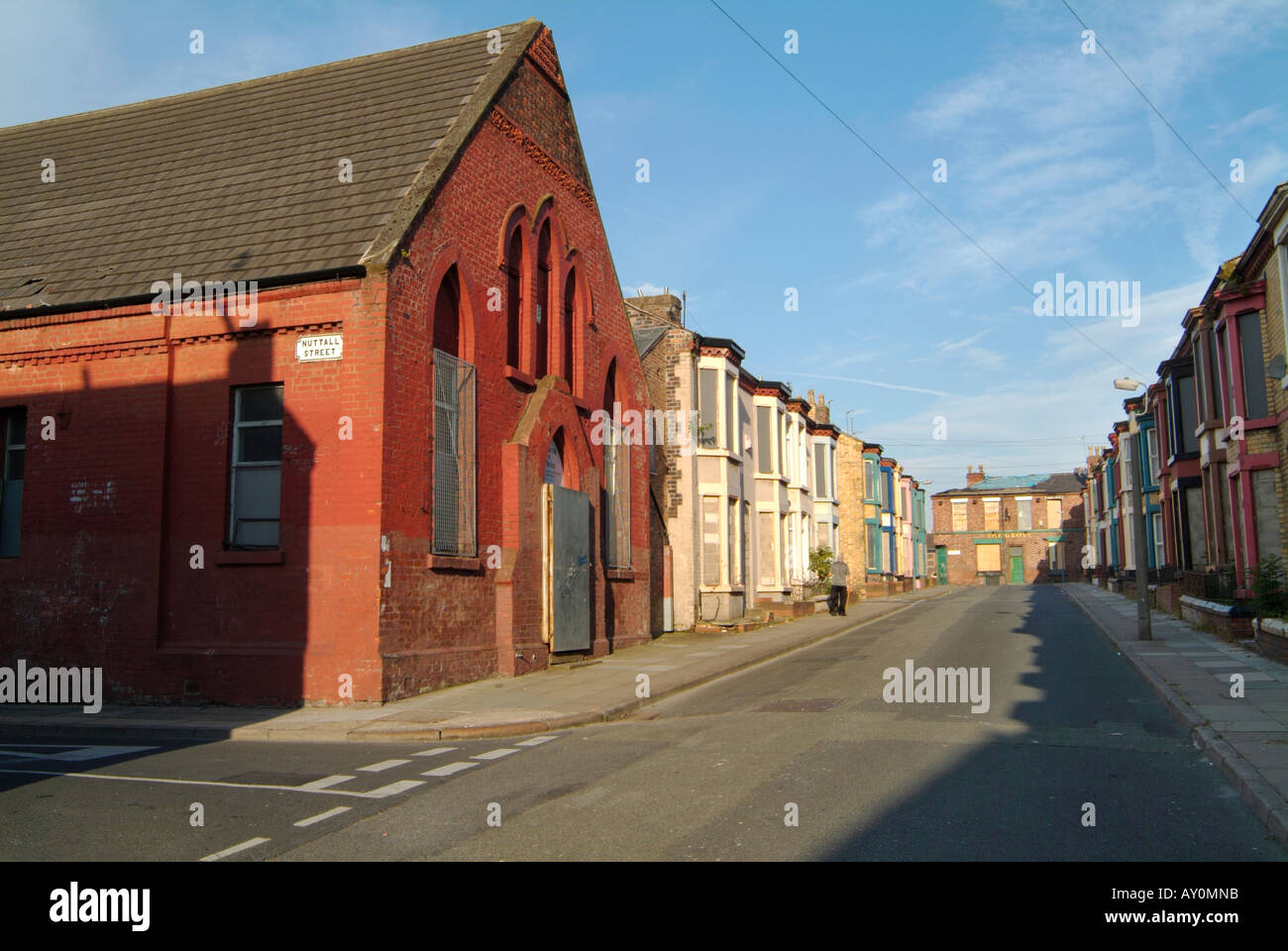 Housing in the Edge Hill district of Liverpool boarded up in