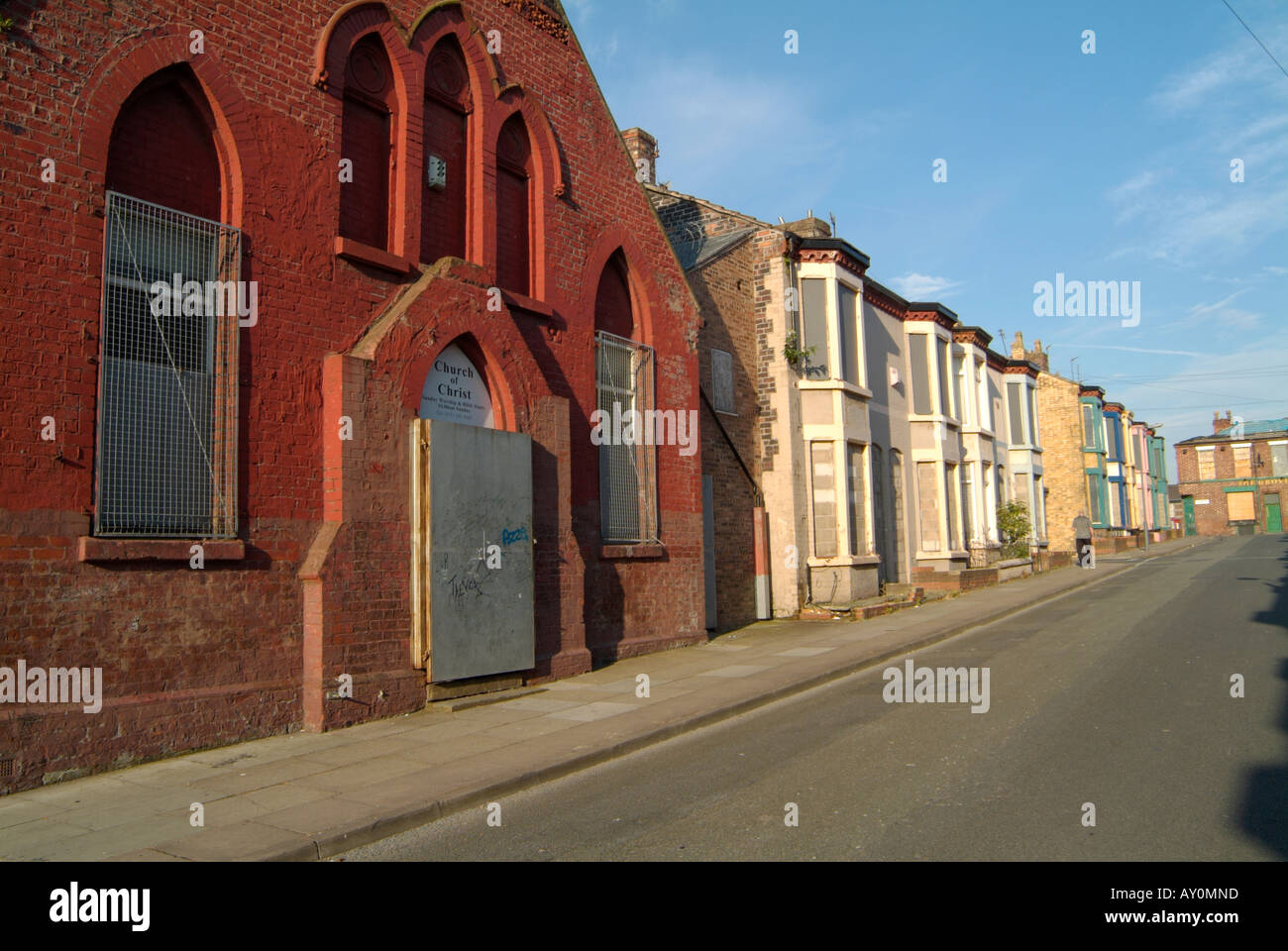Housing in the Edge Hill district of Liverpool boarded up in
