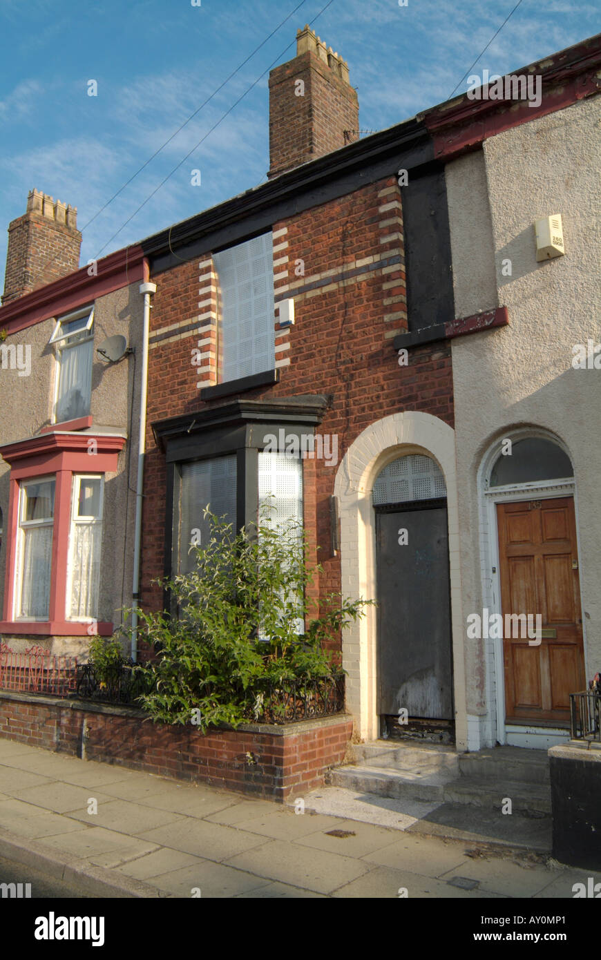 Housing in the Edge Hill district of Liverpool boarded up in