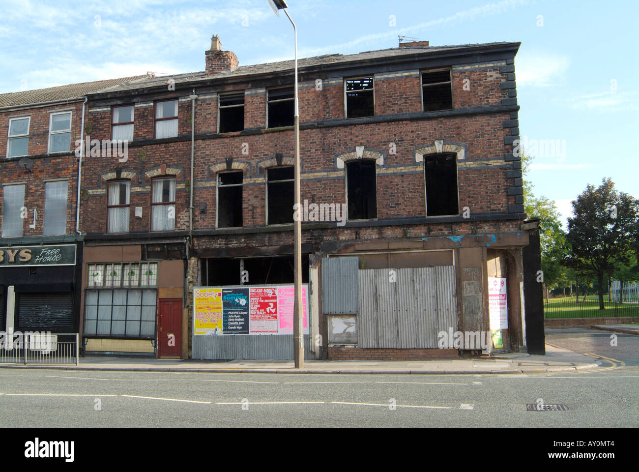 Derelict and rundown business buildings in the deprived area of