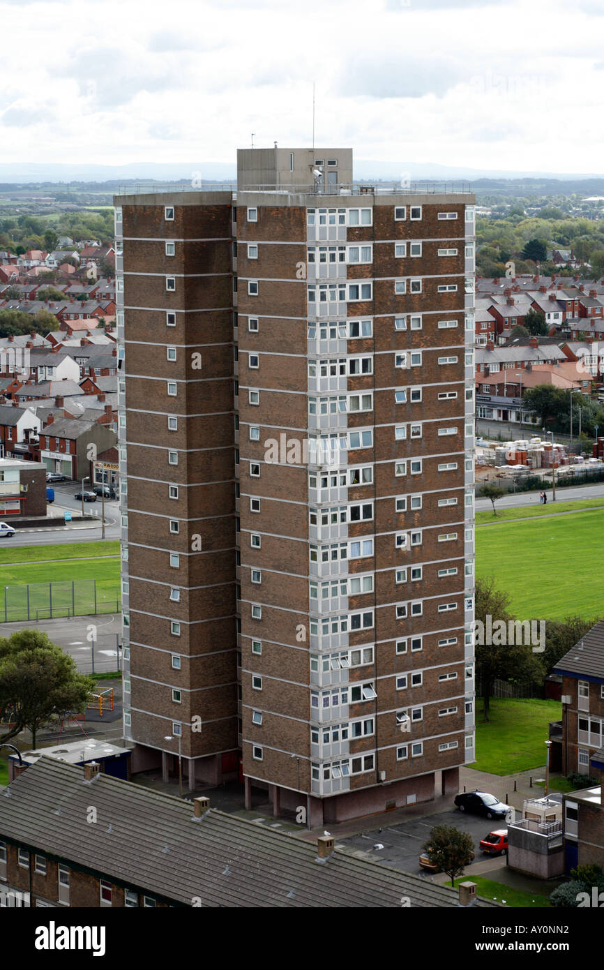 Council Tower Block, Blackpool England Aerial View Stock Photo