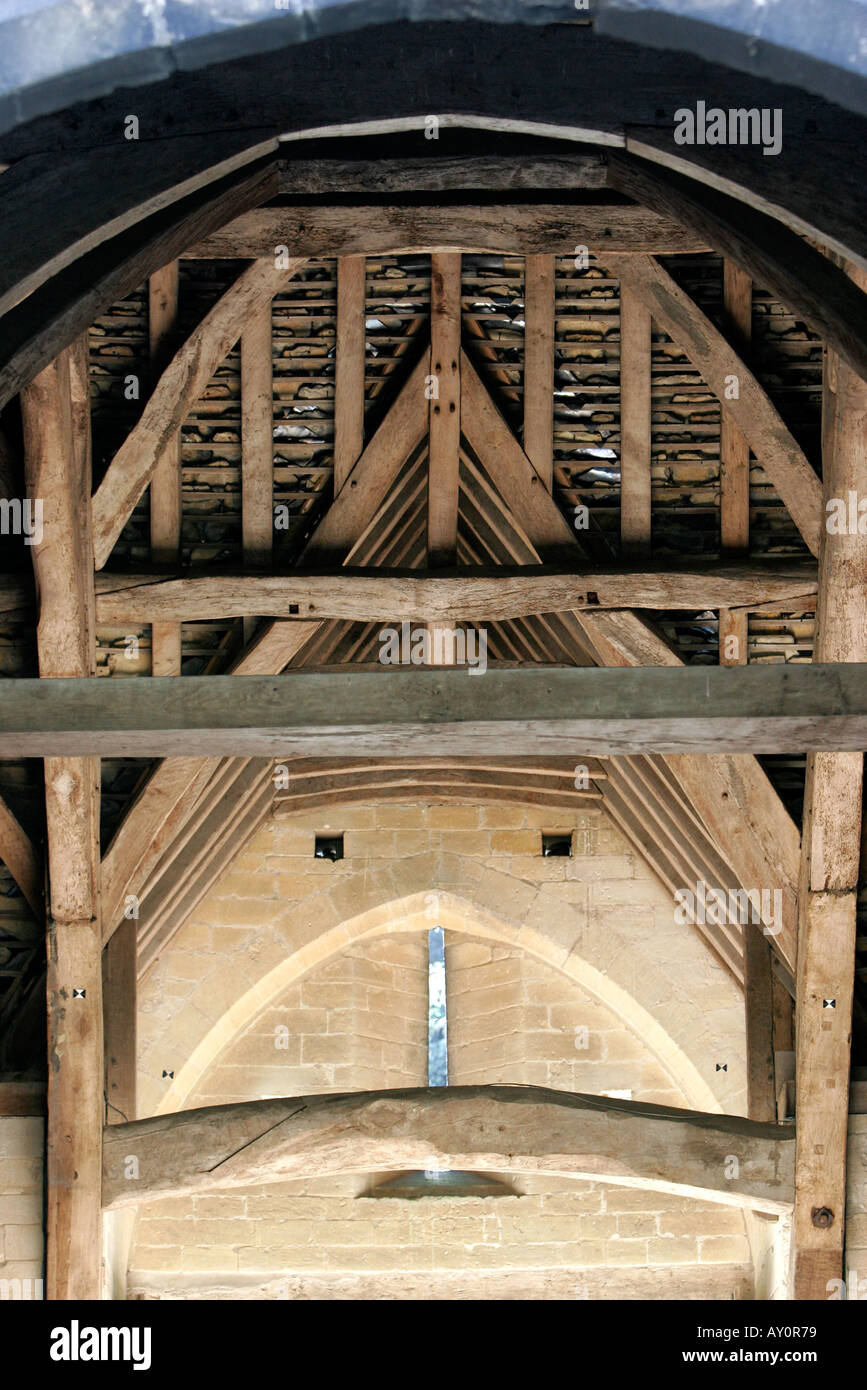 Inside the Tithe Barn in Bradford on Avon showing the intricate and ...