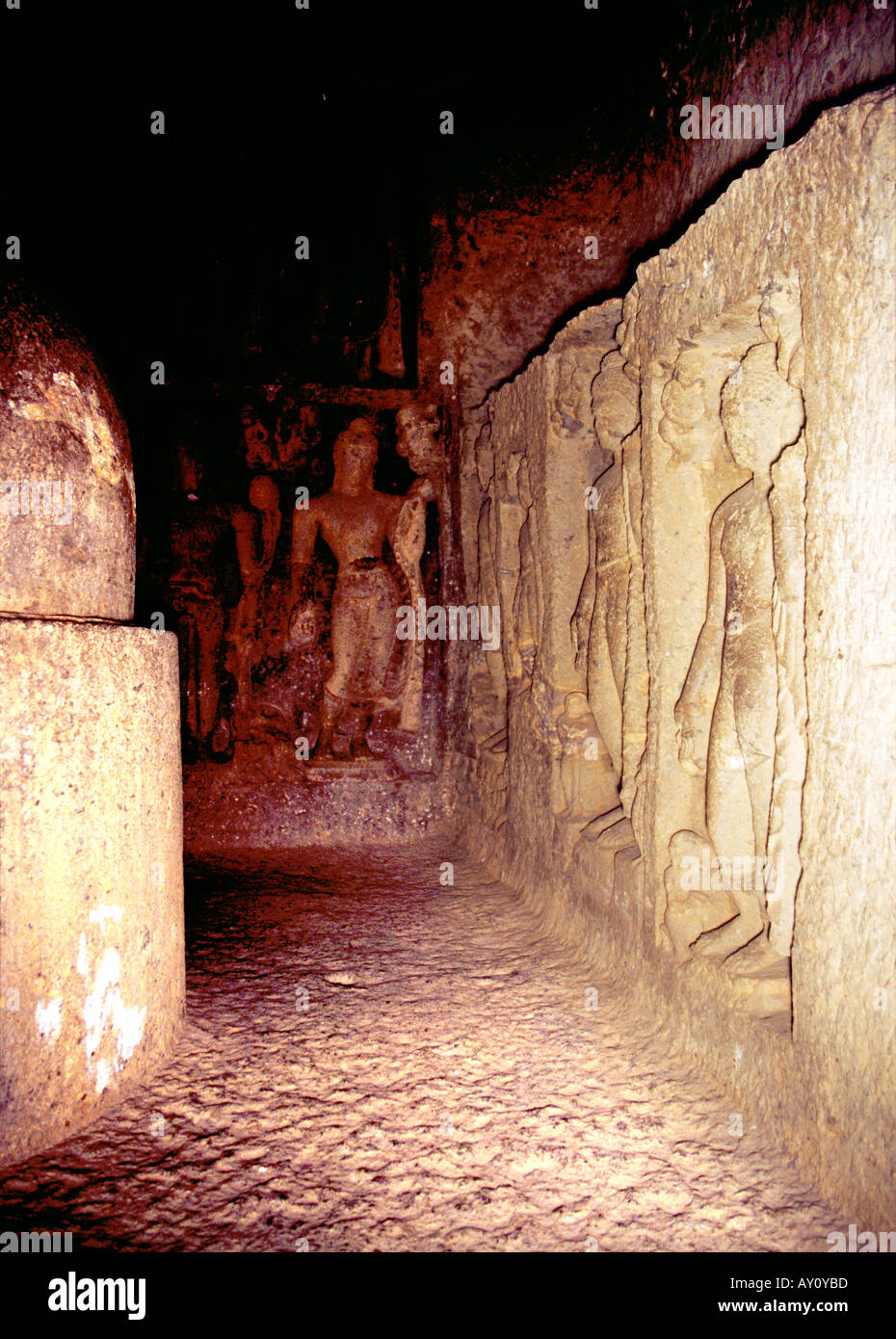 Reliefs in one of  Kanheri cave. Sanjay Gandhi National Park Borivali, India Stock Photo