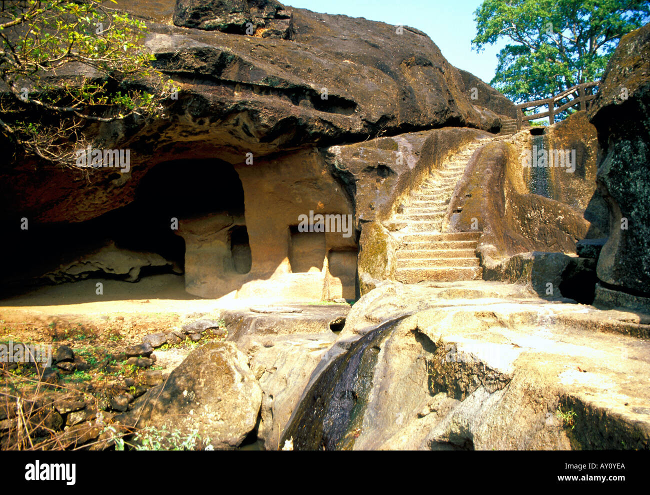 Kanheri caves. Hand chiseled by Buddhist monks at around the first century AD. Stock Photo