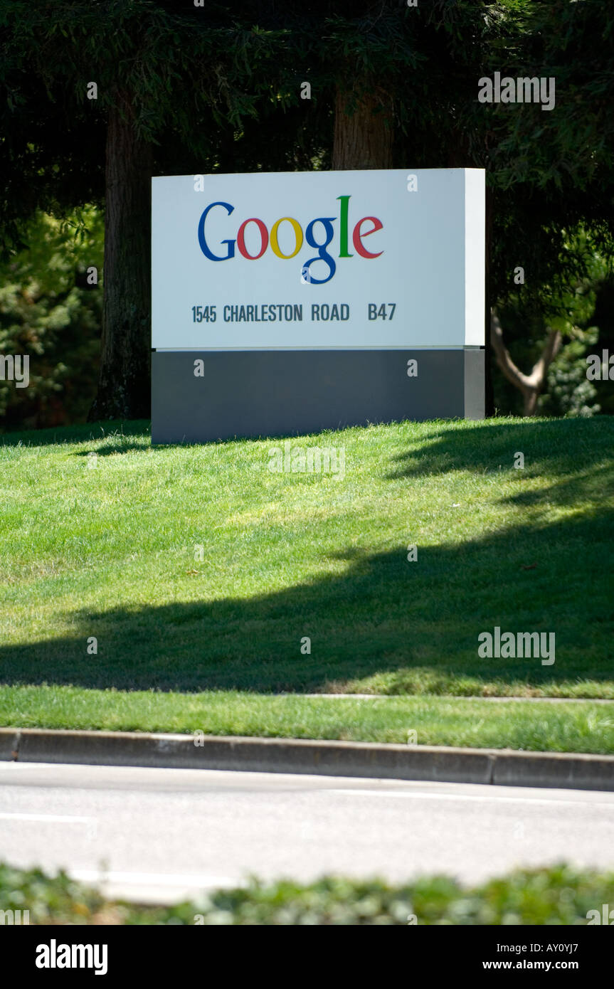 Sign outside Google headquarters building Palo Alto, CALIFORNIA Stock
