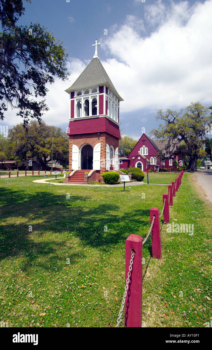 Old bell tower and the Church of the Redeemer in Biloxi Mississippi USA
