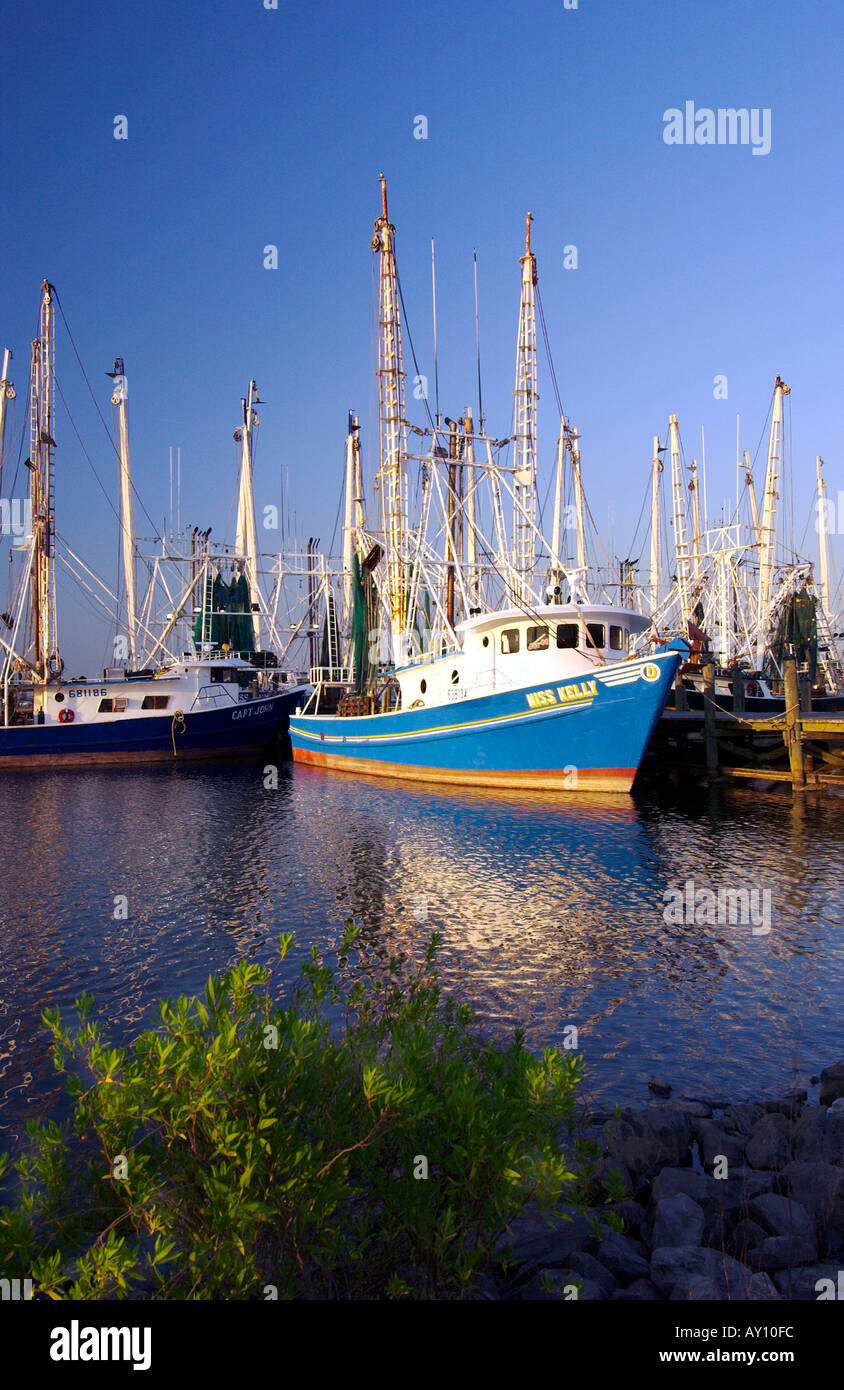 Colorful fishing vessels at Back Bay in Biloxi Mississippi USA Stock