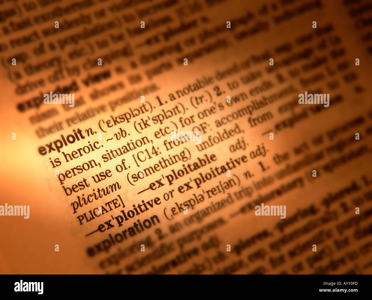 CLOSE UP OF DICTIONARY PAGE SHOWING DEFINITION OF THE WORD EXPLOIT definition-for-thru-at-michael-giguere-blog