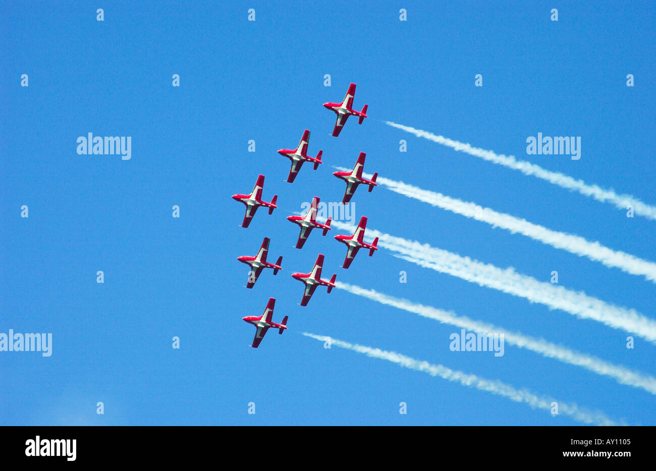 The Canadian forces Snowbirds air acrobatic team flying in formation Stock Photo