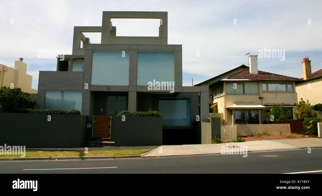 old v new houses in beach road melbourne Aus Stock Photo Alamy