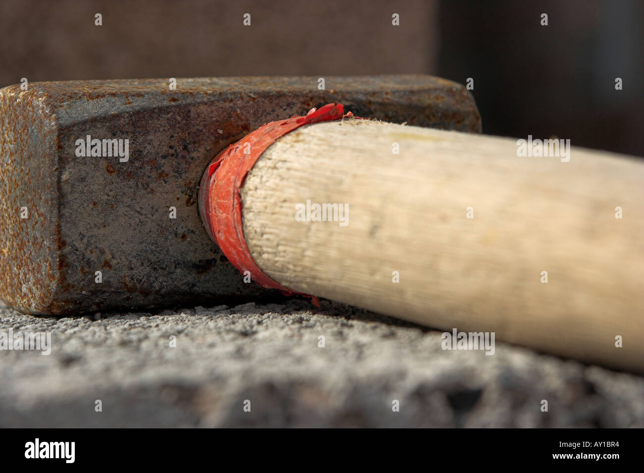 Close up of a hammer on a building block Stock Photo Alamy