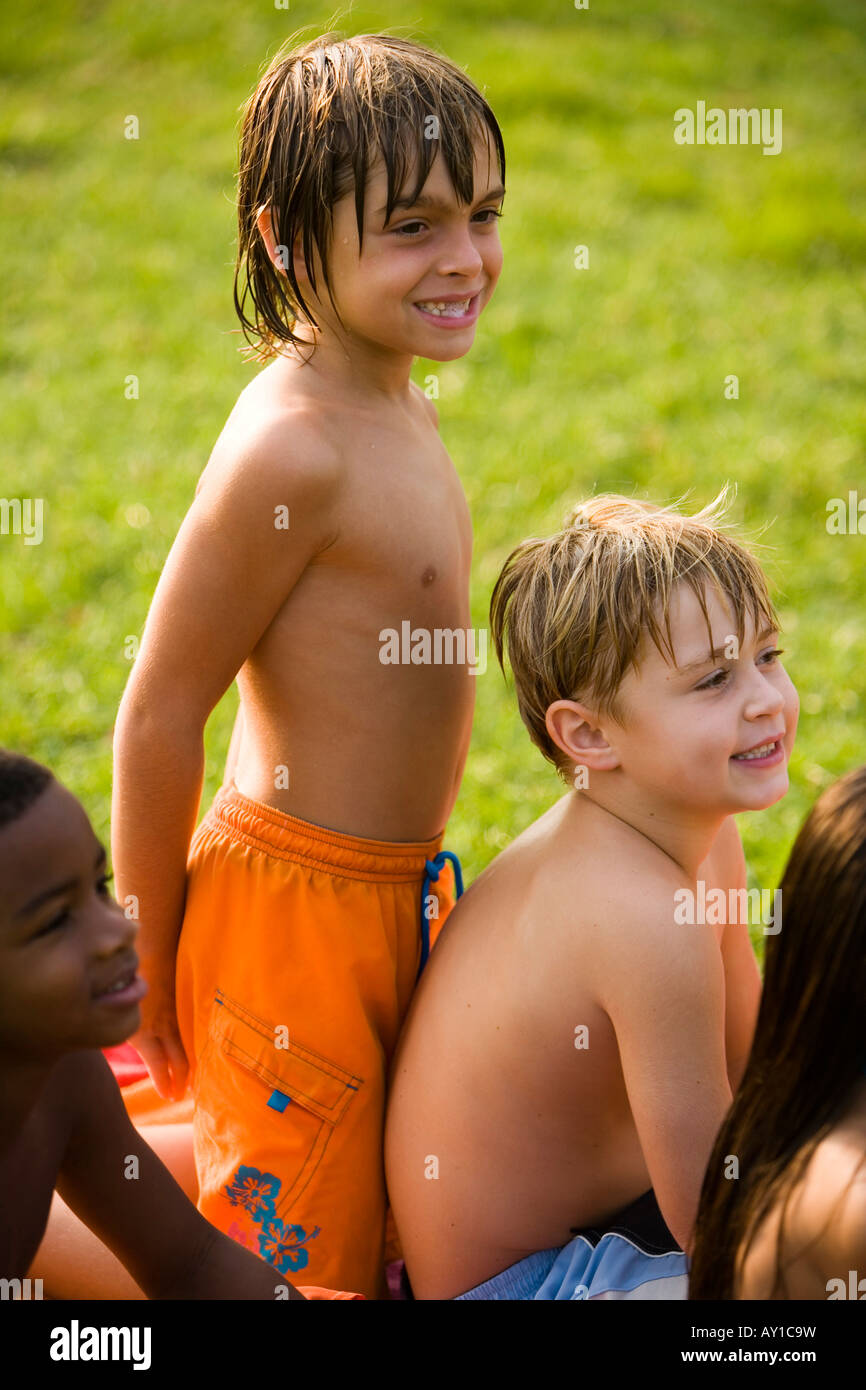 boy shirtless Side view of shirtless boys smiling Stock Photo - Alamy