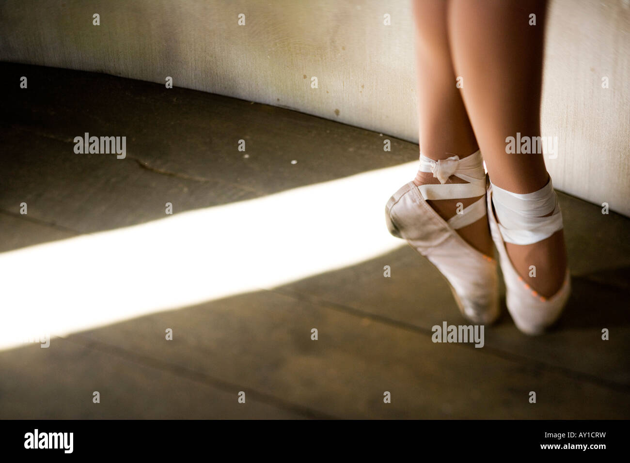 Low section of a young woman practicing ballet dancing Stock Photo