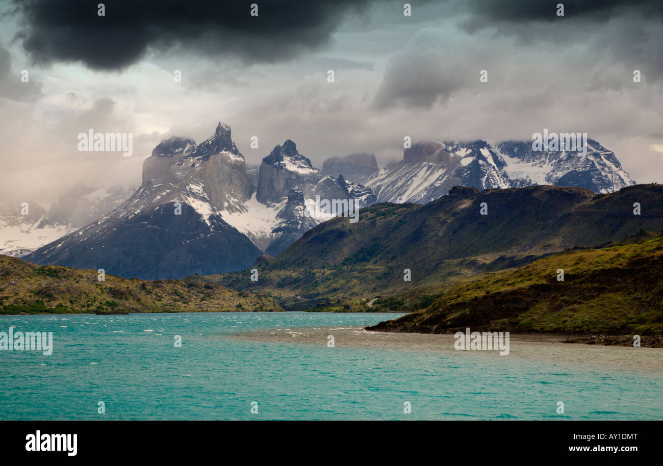 Paine Massif and Lake Pehoe, Torres del Paine National Park, Chile ...