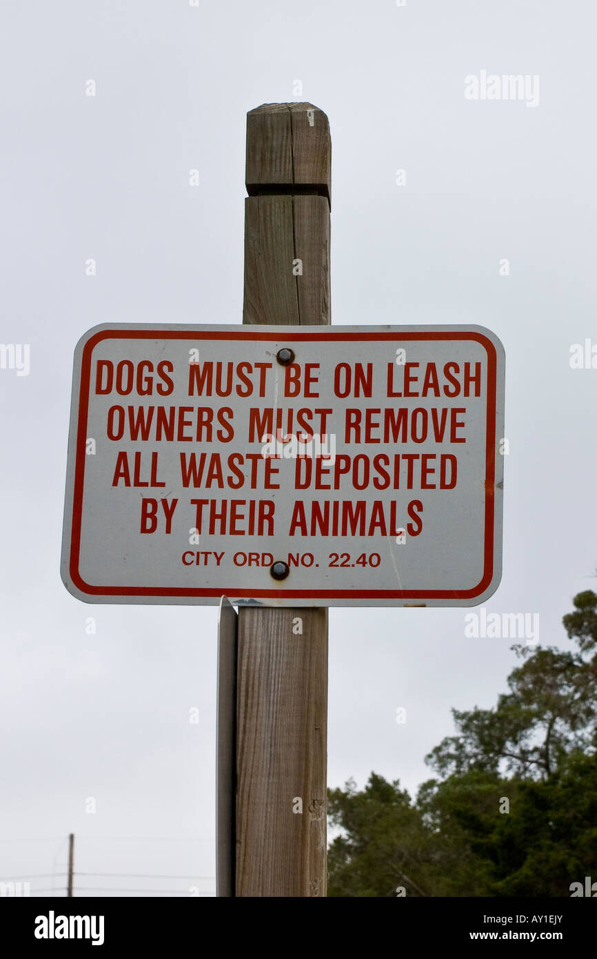 City Ordinance Sign for Dog Owners Stock Photo Alamy