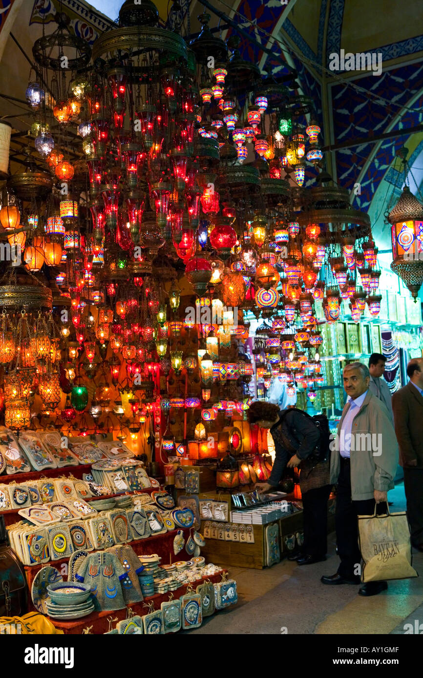 A market stall selling lamps and lanterns in Istanbul, Turkey Stock