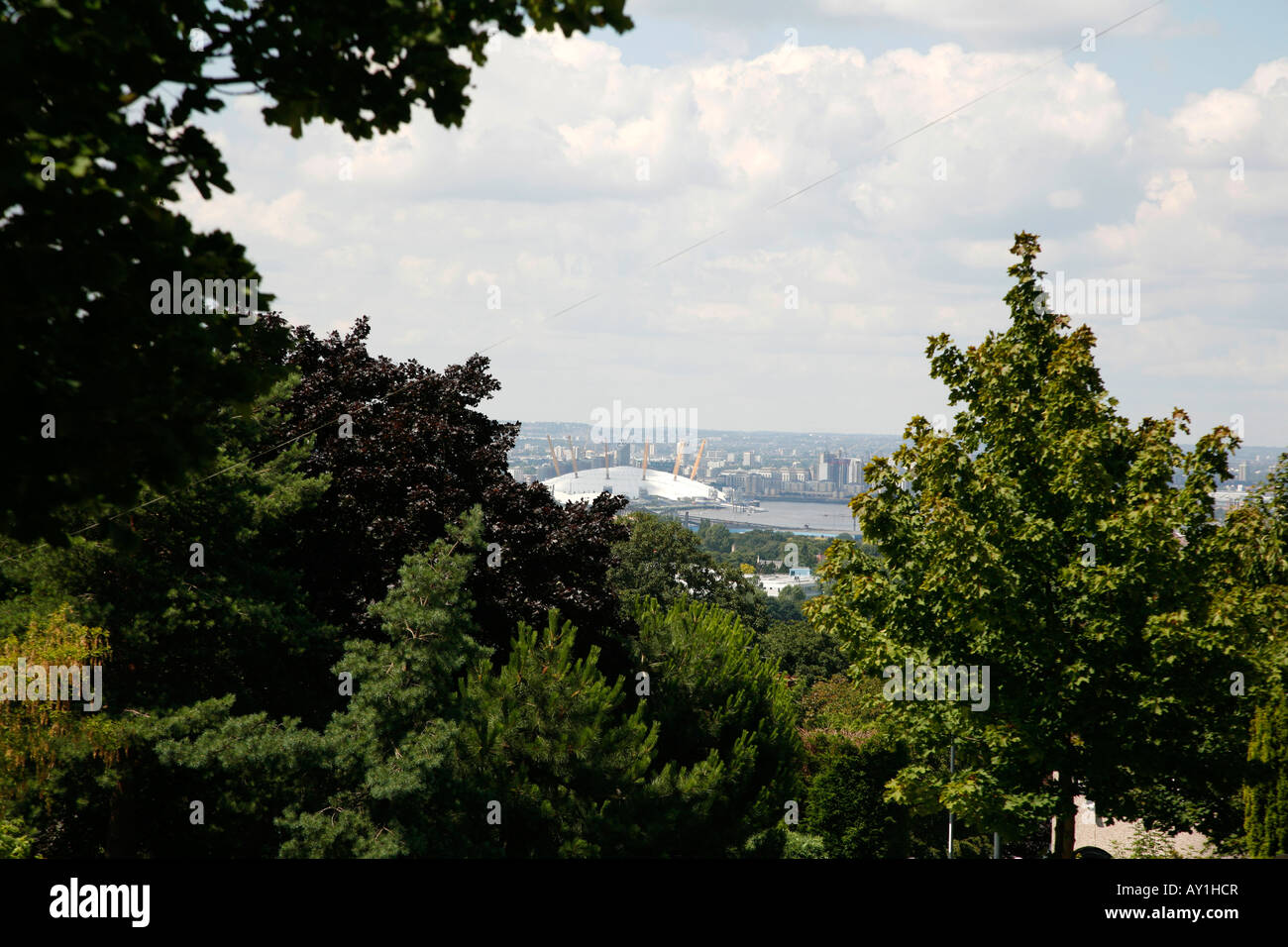 View of Millennium Dome from Shooters Hill, London Stock Photo